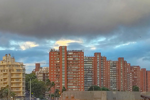 Urban coastal scene at boardwalk at la rambla de montevideo, uru, an Architecture Photo by DanFLCreativo