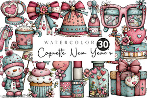 Coquette New Year's Clipart, an Illustration by CreationArt