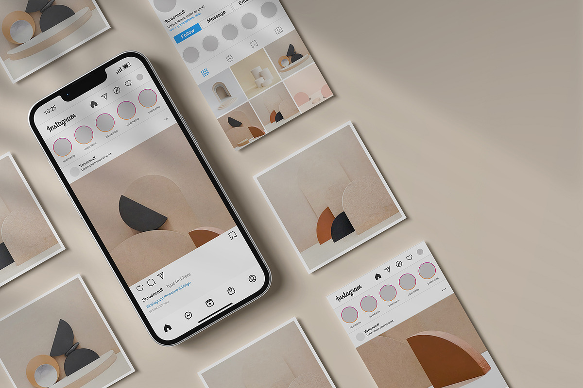 Instagram Post and Stories Mockup, a Device Mockup by graphicstuff.std (Photo 6 of 10)