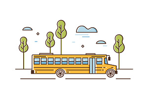 School bus line art, an Education Illustration by Good Studio
