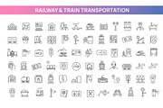 Railway Outline Icon Set, an Outline Icon by Tettygreen (Thumbnail 1 of 2)