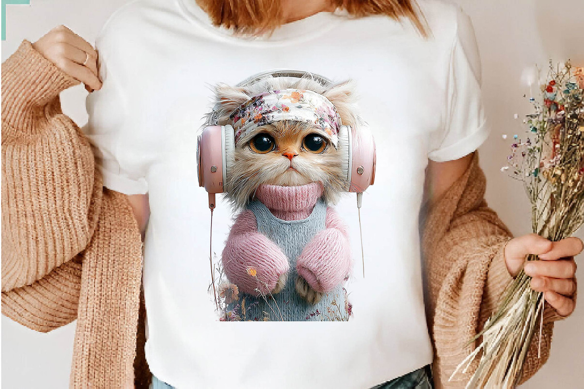 whimsical-boho-selfie-kitten-clipart, a Seasonal Illustration by CreationArt (Photo 6 of 7)