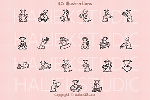 Cute Greyhounds Procreate Stamps