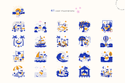 Cat's Vacation Vector Illustrations, a Seasonal Illustration by Nutalin Art (Thumbnail 4 of 13)