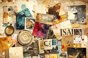 Colorful handmade style collage background design, a Decorative Illustration by DanFLCreativo