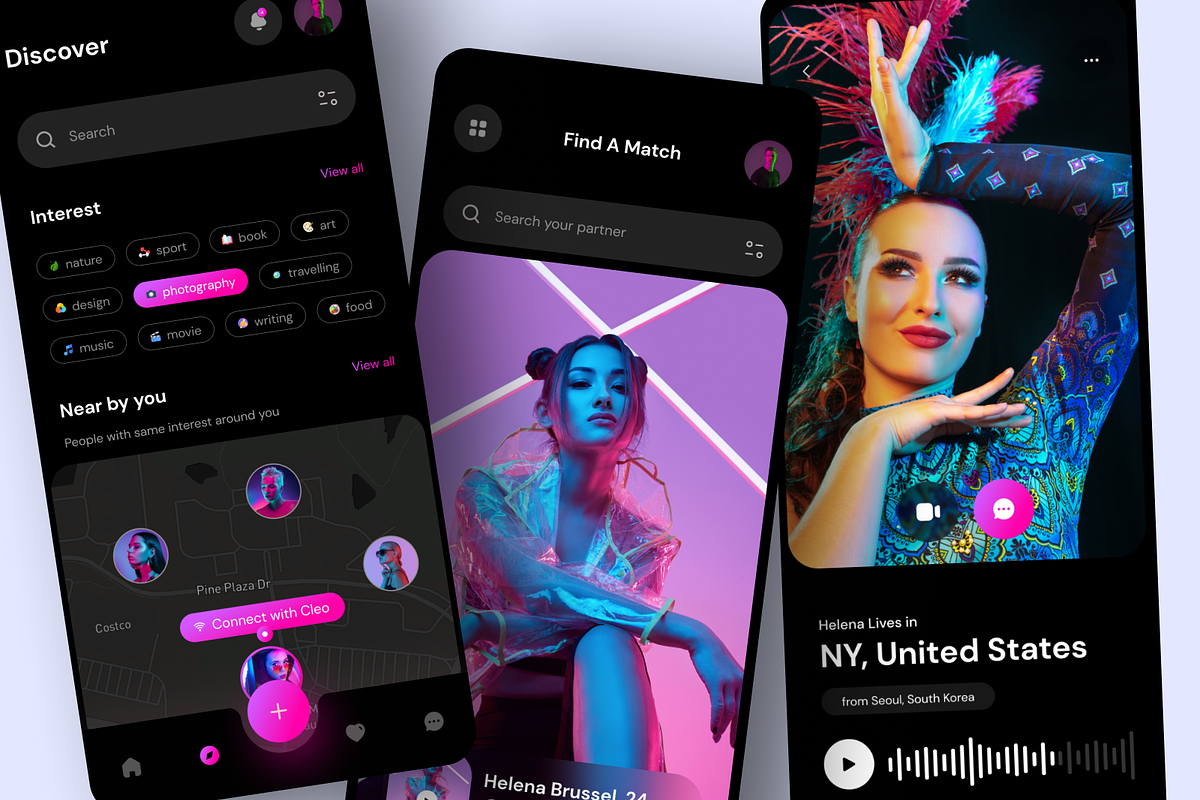 Dating app design mobile app UI KIT, an App Template by Lazyinterface UX UI Team