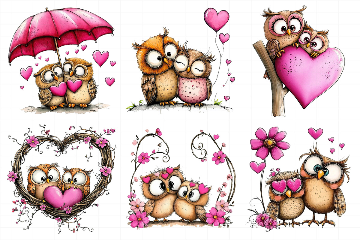 Cute Couple Owl Valentine's Day Clip, an Illustration by Daily.Designs (Photo 5 of 5)