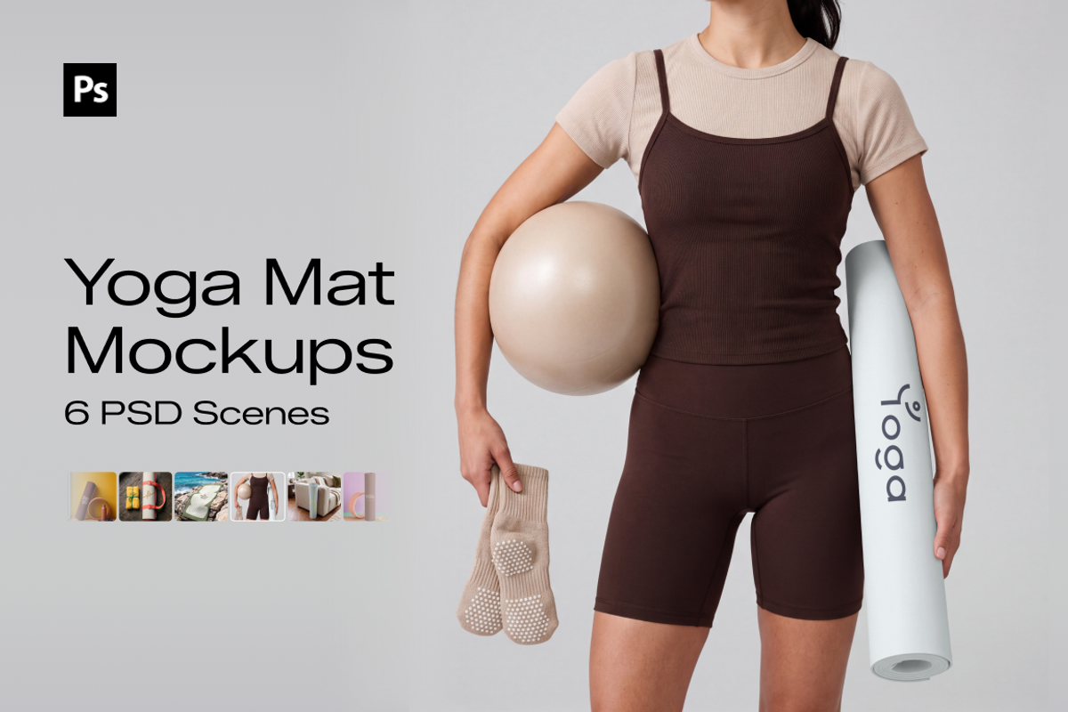 Yoga Mat Mockup PSD Bundle, a Household Mockup by mockeyai (Photo 1 of 7)