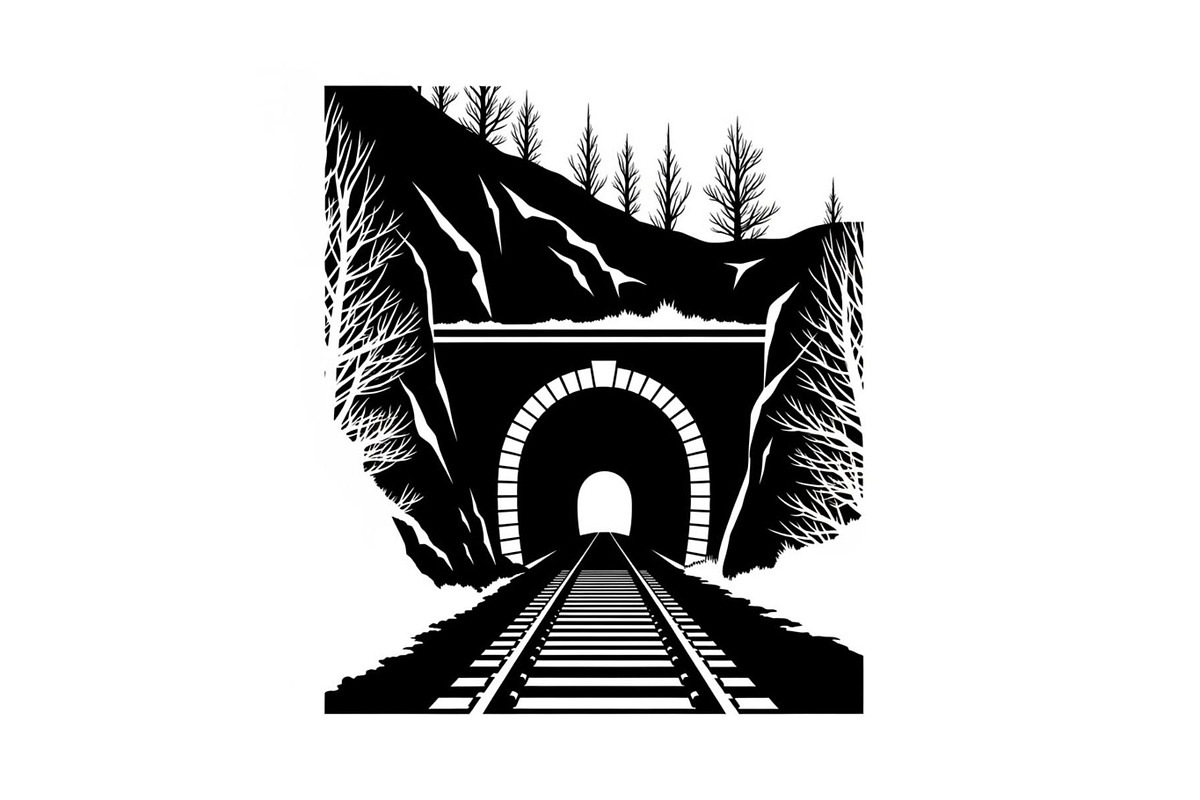 Train Tunnel Silhouette Bundle, a Graphic by hafijul (Photo 2 of 15)