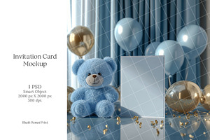 Boy baby shower invitation mockup PS