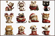 Whimsical Christmas Cat and Dog Clip, an Illustration by Sublimation Artist (Thumbnail 3 of 6)