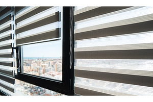 Modern zebra roller blinds on large, an Architecture Photo by volodymyrshtun13795