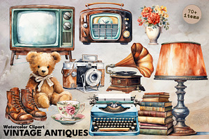 Watercolor Vintage Antiques