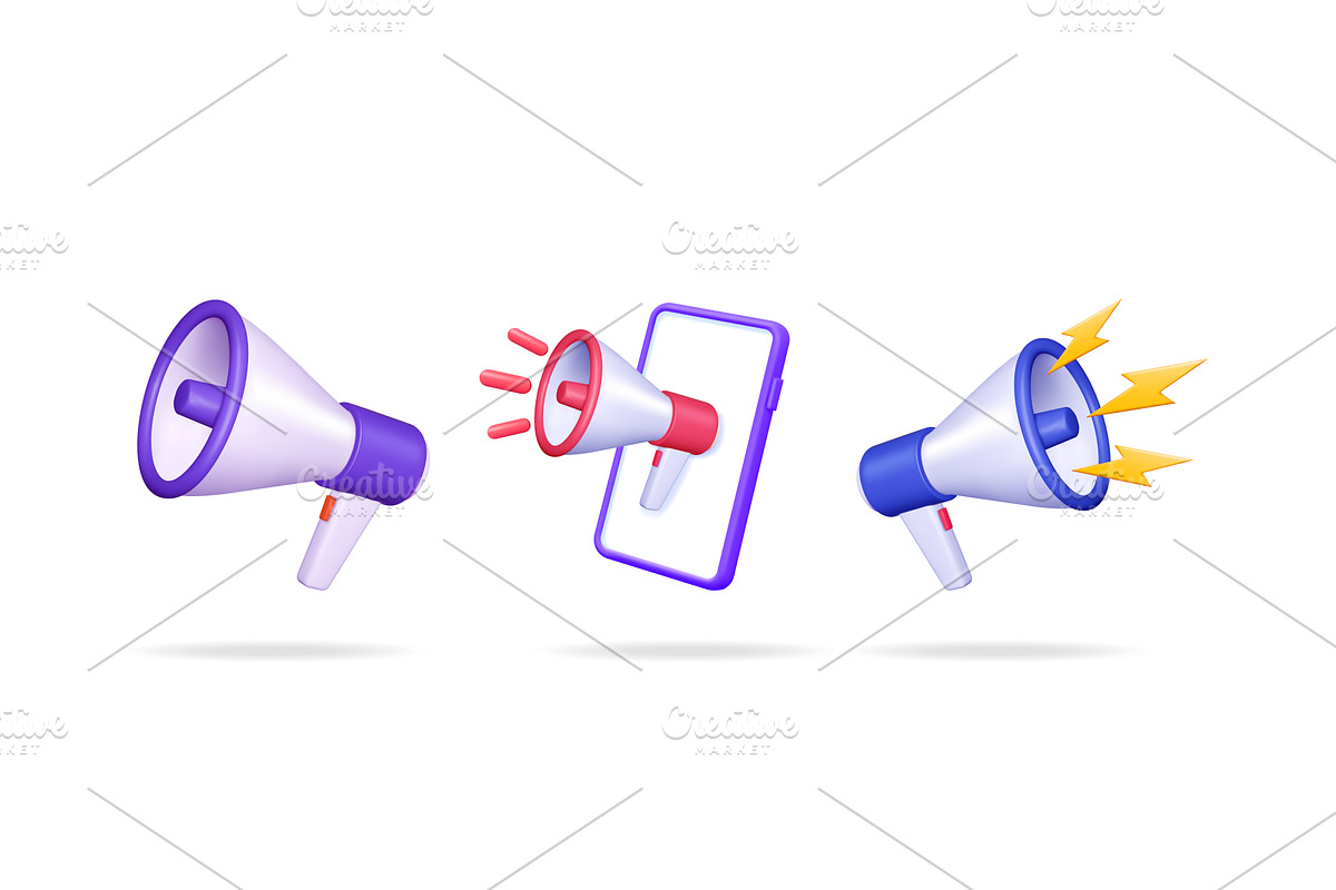 Various 3d megaphones for, an Object Illustration by Abscent