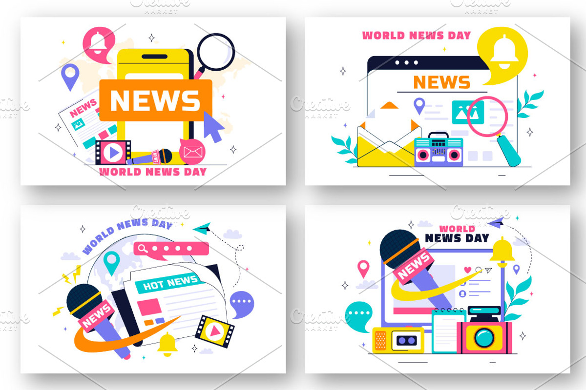 10 World News Day Illustration, an Object Illustration by denayunebgt (Photo 2 of 4)