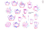 Watercolor Tea Party Clip Art, an Illustration by AnaGuziiArt (Thumbnail 3 of 7)