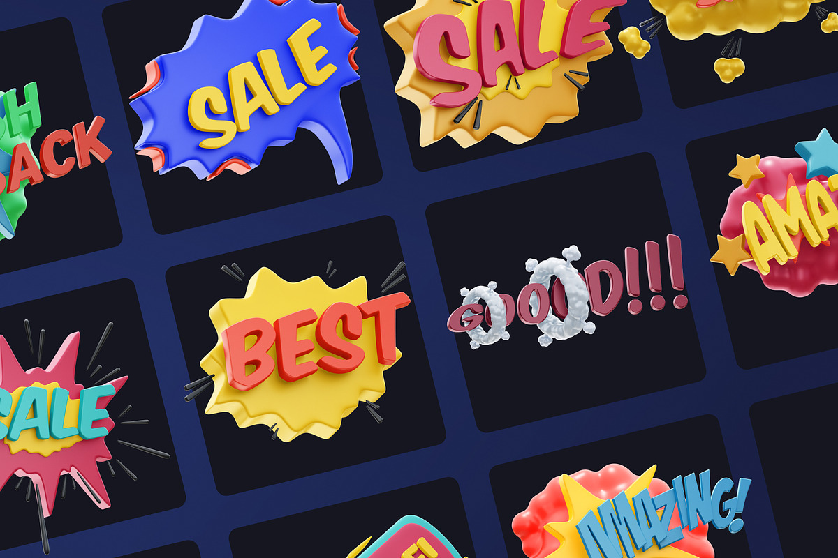 SALE! 3D Sticker Pack, a Templates & Theme by Dope Design (Photo 10 of 10)