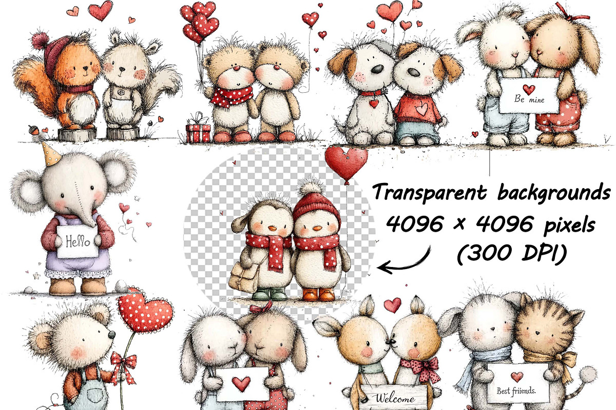 Romantic Couple & Animal Valentine, a Graphic by one-touch (Photo 2 of 8)