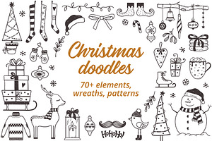 Christmas vector doodles bundle