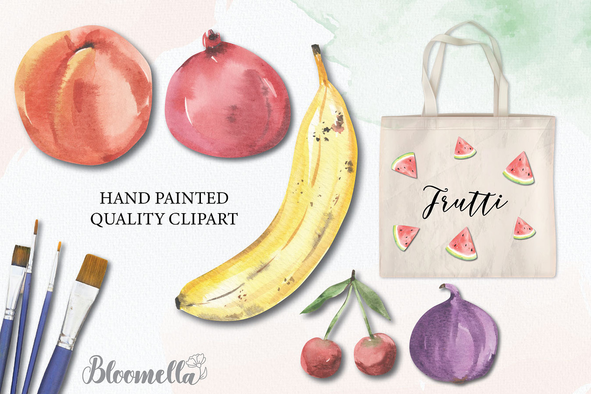 Watercolour Fruit Set Exotic, a Food Illustration by Bloomella (Photo 2 of 5)