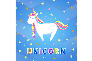 Girlish Unicorn With Rainbow Mane