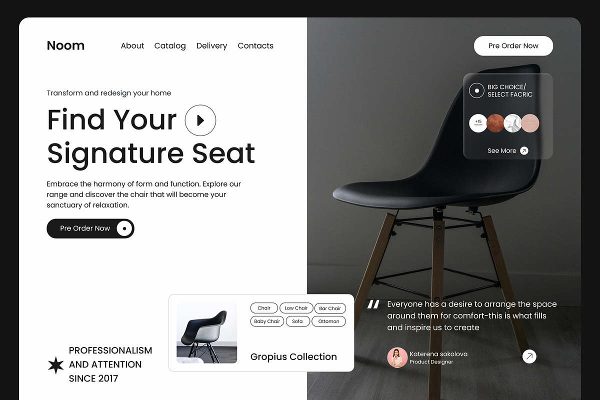 Noom - Furniture Website Hero, a Templates & Theme by Hammad Arif