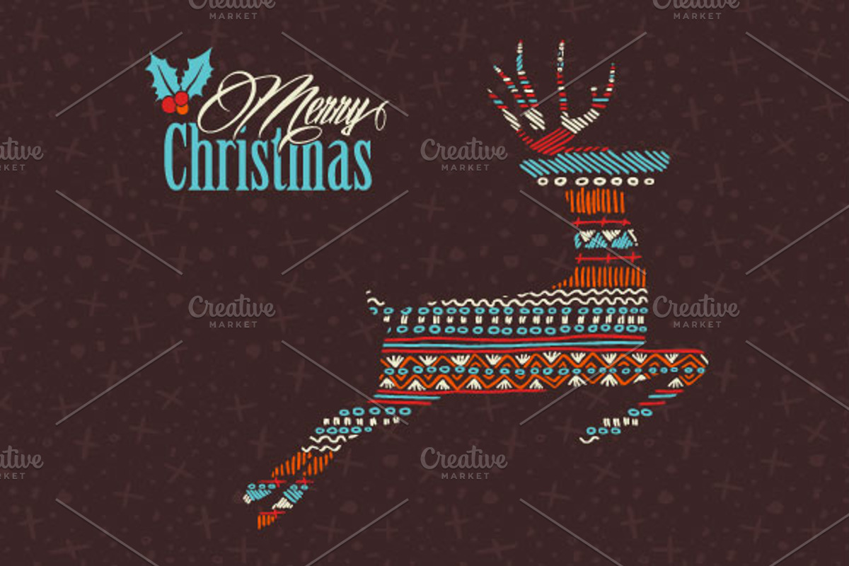 Christmas boho pattern deer, an Object Graphic by Cienpies Design (Photo 1 of 2)