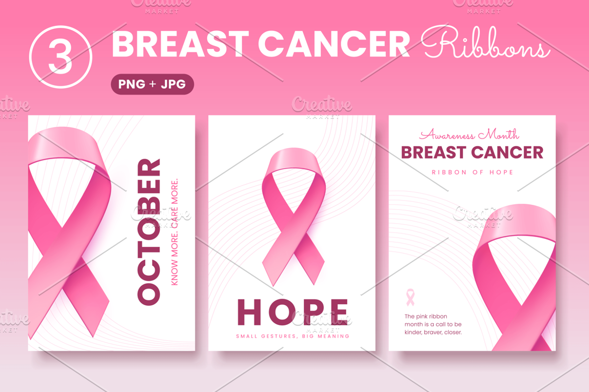 Breast Cancer | Awareness Month Set, a Background Graphic by wowomnom (Photo 1 of 3)