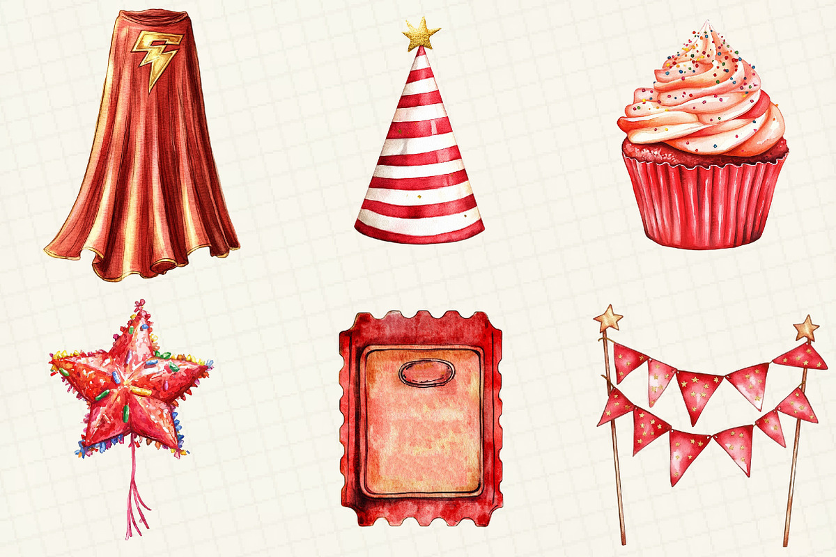 Red Kids Birthday Clipart, an Illustration by OK Design (Photo 2 of 5)
