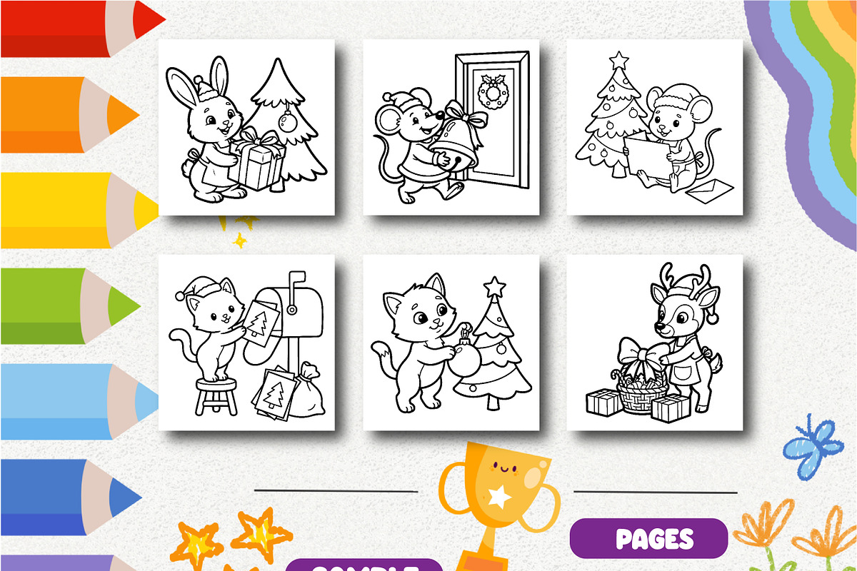 Christmas Little Helpers Coloring, a Seasonal Illustration by Design Zone (Photo 4 of 5)