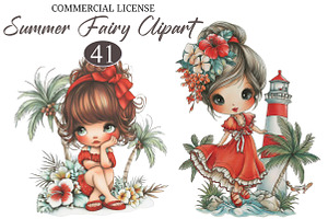 Whimsical Summer Fairy Clipart, a Person Illustration by designcity5