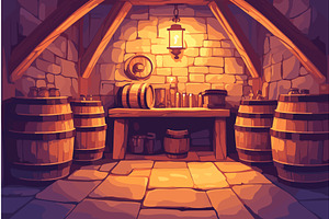 Cartoon castle basement with stone, an Object Illustration by LadadikArt