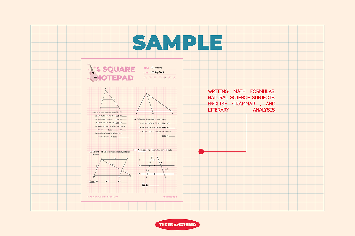 4 Square Notepad | Digital Product, a Stationery Template by The Tran Studio (Photo 3 of 4)