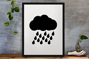Rain Cloud Silhouette SVG, a Seasonal Illustration by newminddesign (Thumbnail 3 of 3)