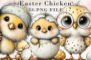Whimsical Easter Chicken Clipart, an Illustration by Libby Wishes (Thumbnail 1 of 9)