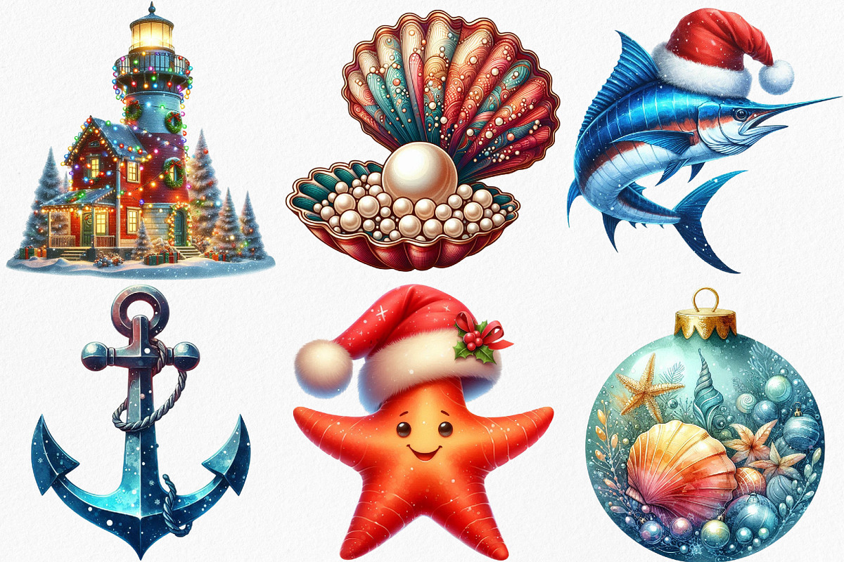 Watercolor Merry Maritime Christmas, an Illustration by Canvas Craft (Photo 3 of 7)