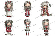 Cute Holly Girl Clipart, an Illustration by DreamArtGraphic (Thumbnail 5 of 5)