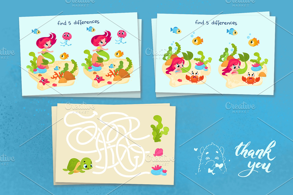 Educational games with mermaids, an Animal Illustration by tata_ota (Photo 4 of 4)