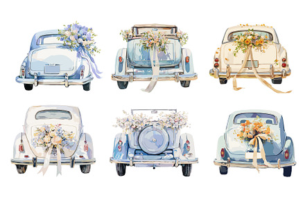 Watercolor wedding car set. Classic, an Illustration by Stock-Smart-Start