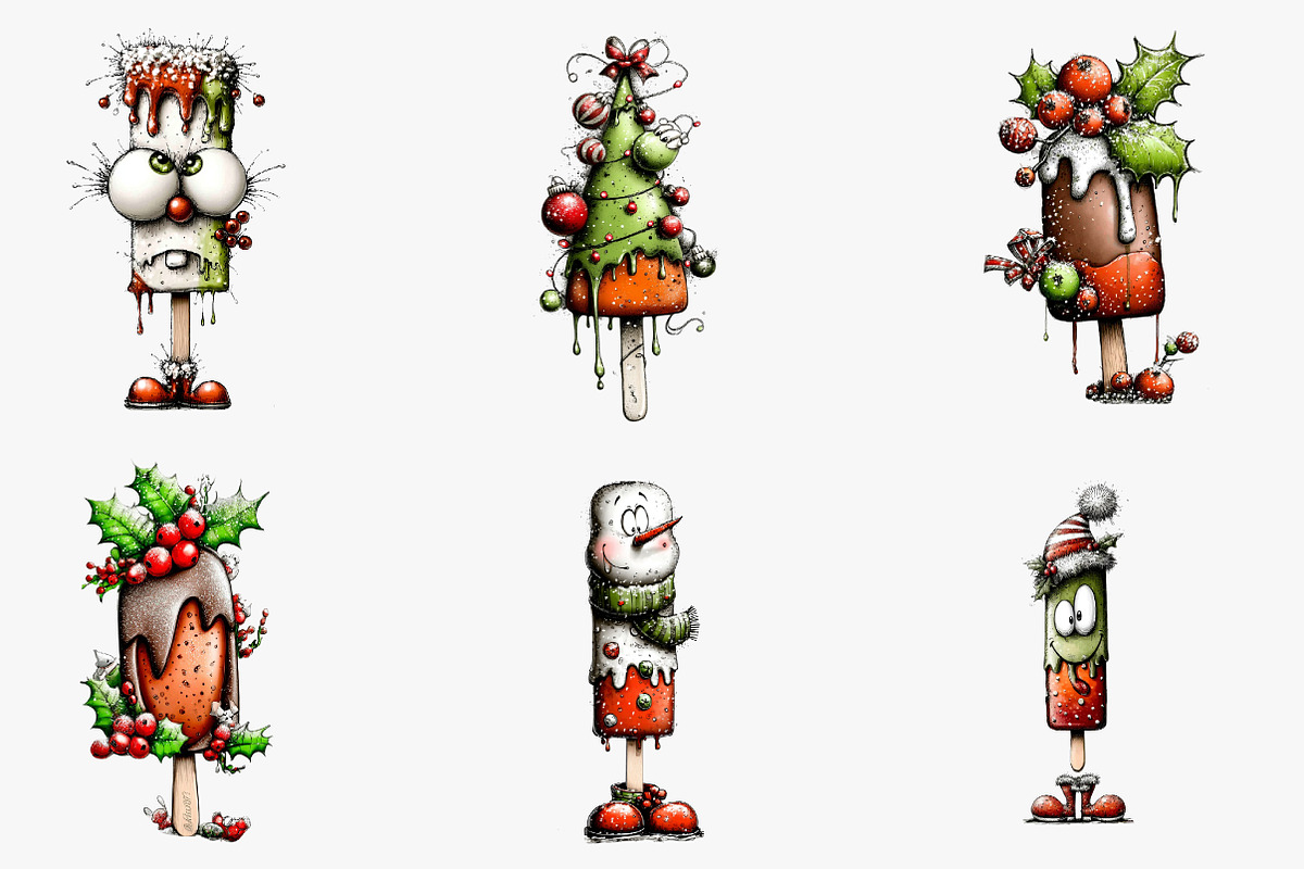 Christmas Popsicle Clipart, an Illustration by CreationArt (Photo 3 of 4)