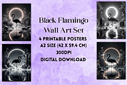 Black Flamingo Wall Art Bundle, a Graphic by Raven&RoseStudio (Thumbnail 1 of 9)