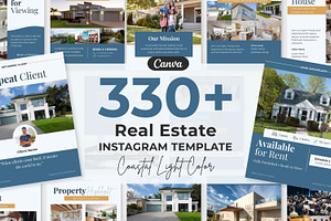 Blue Real Estate Instagram Templates, a Social Media Template by Everyday Perfection