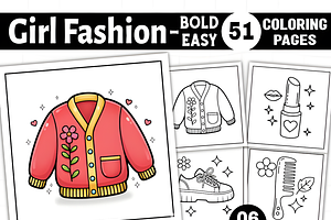 Bold and Easy Girl Fashion Coloring, a Person Illustration by Ink Gallery