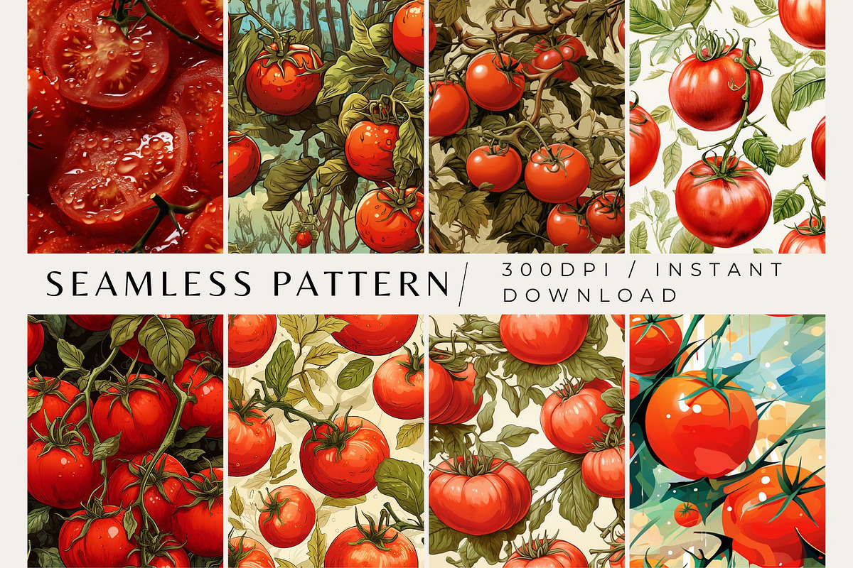8 Tomato Seamless Patterns, a Pattern Graphic by Inknfolly