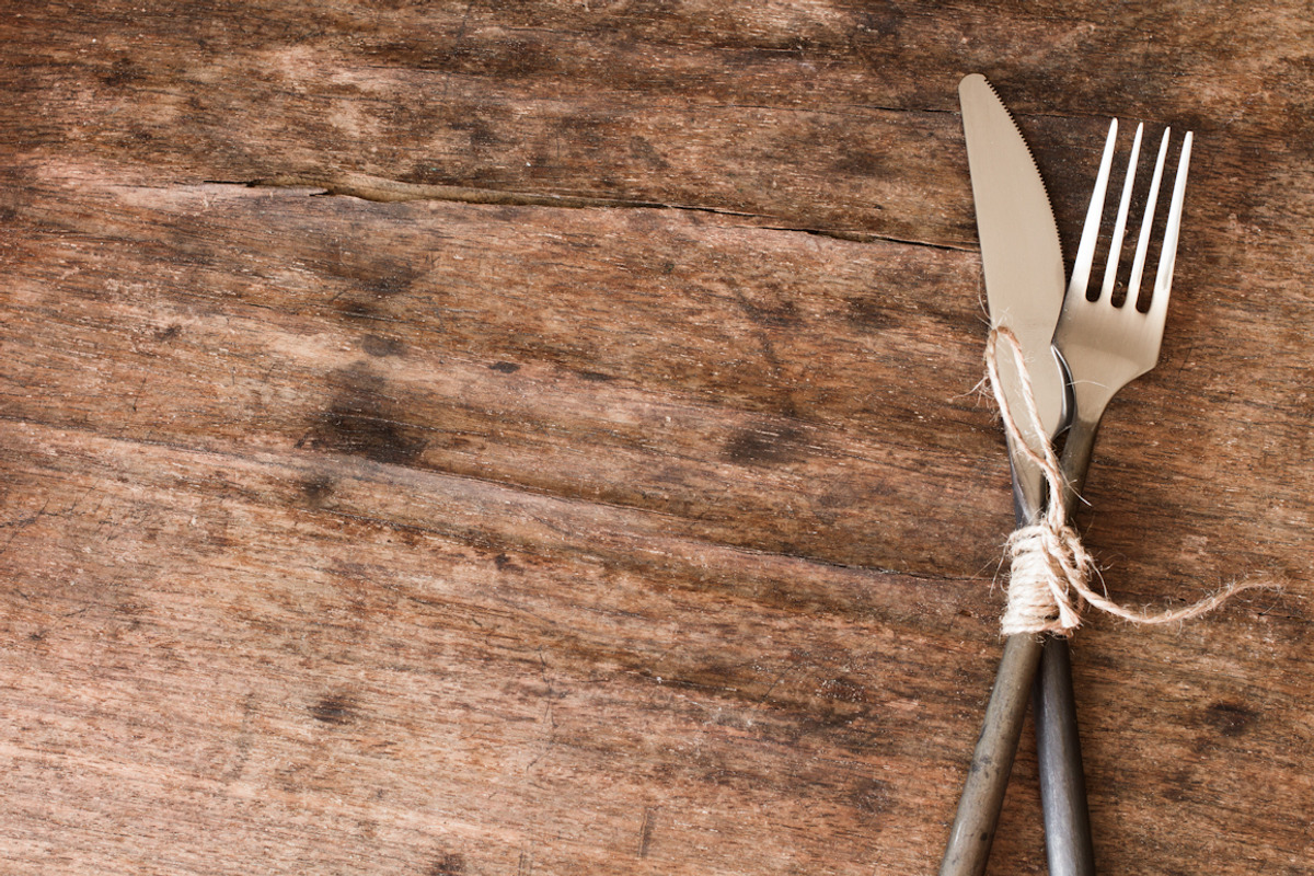 old fork and knife tied with a rope, a Food & Drink Photo by Naltik (Photo 2 of 2)