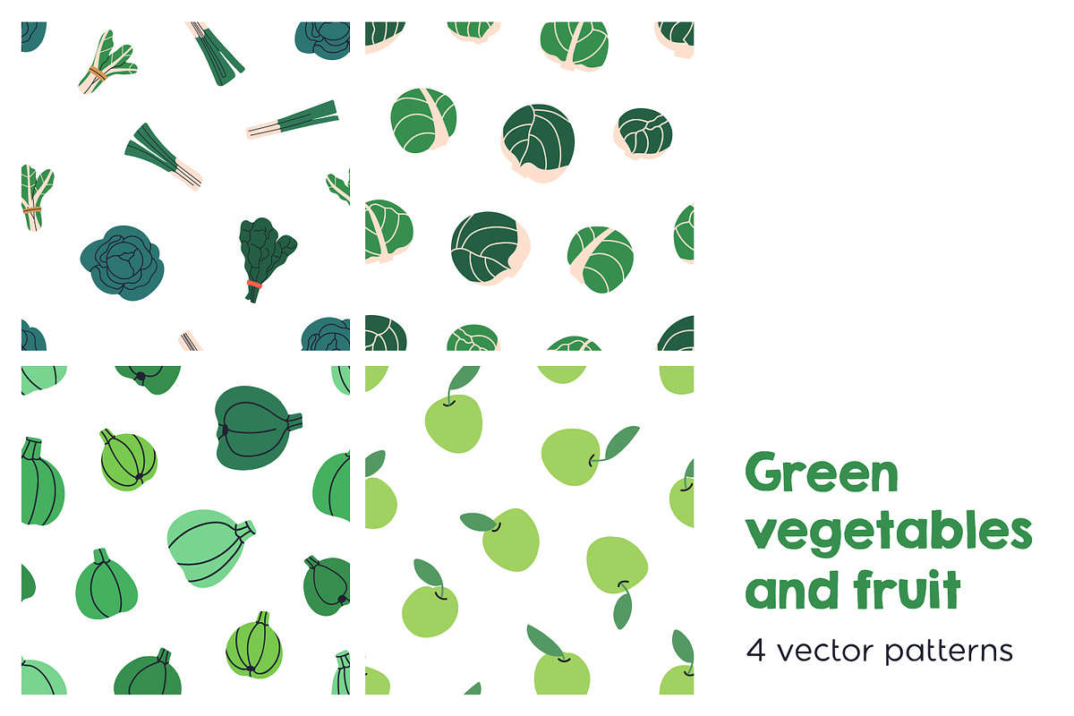 Vegetables & fruit seamless patterns, a Pattern Graphic by Good Studio (Photo 1 of 9)