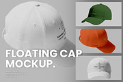 Floating Cap Mockup, a Hat Mockup by Raseuki (Thumbnail 1 of 4)