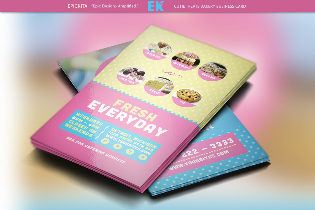 Cutie Treats Bakery Business Card, a Business Card Template by Epickita (Photo 2 of 3)