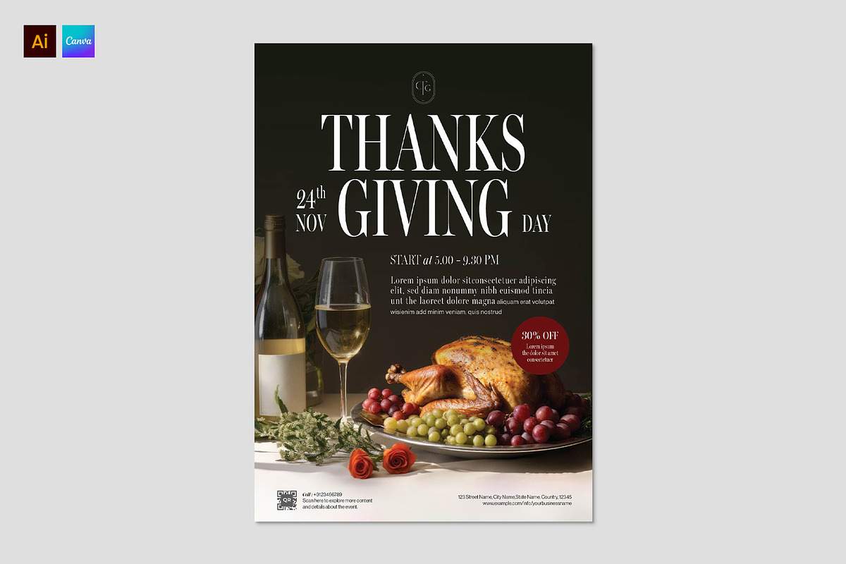 Thanksgiving Flyer Template, a Flyer Template by BrandPacks (Photo 1 of 6)