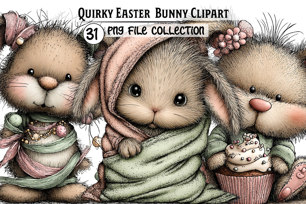 Quirky Easter Bunny Clipart, an Illustration by Dream Creation (Photo 1 of 6)